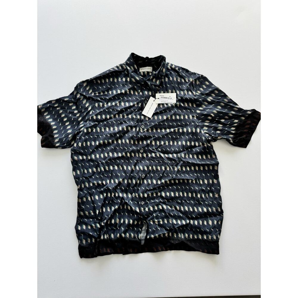 Dries Van Noten Blue Graphic Shirt Size 52 NWT